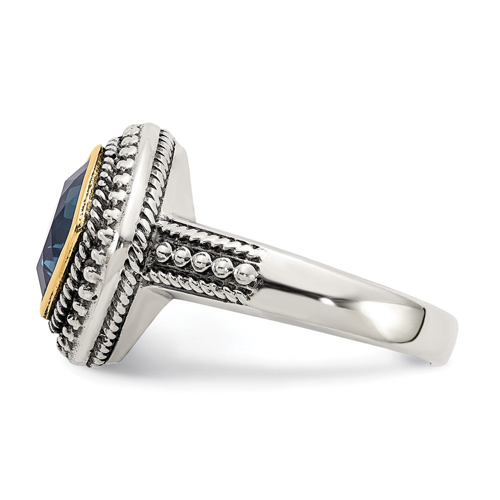 14K/silver Bicolor Shey Couture Sterlingsilber mit 14K Akzente Antikisiert London Blautopas Ring (size 8 Nur)