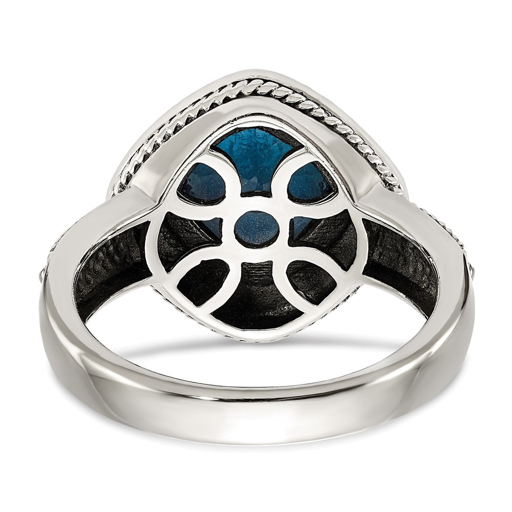14K/silver Bicolor Shey Couture Sterlingsilber mit 14K Akzente Antikisiert London Blautopas Ring (size 8 Nur)