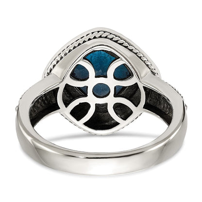 14K/silver Bicolor Shey Couture Sterlingsilber mit 14K Akzente Antikisiert London Blautopas Ring (size 8 Nur)