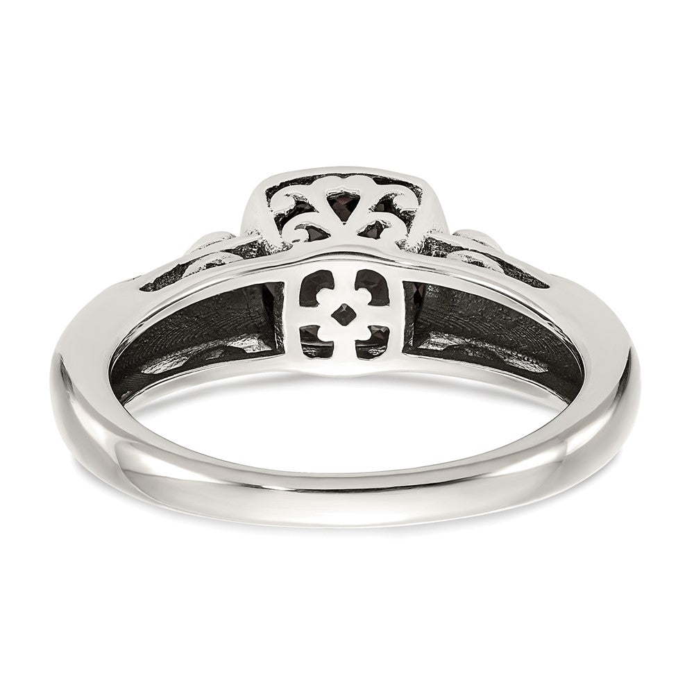 14K/silver Bicolor Shey Couture Sterlingsilber mit 14K Akzente Antikisiert Kissen Schachbrett Granat Ring