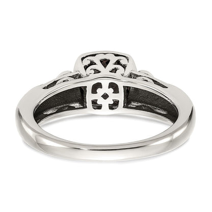 14K/silver Bicolor Shey Couture Sterlingsilber mit 14K Akzente Antikisiert Kissen Schachbrett Granat Ring