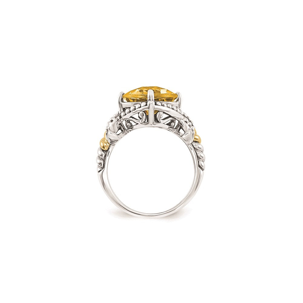 14K/silver Bicolor Sterlingsilber Citrin Kissen Ring