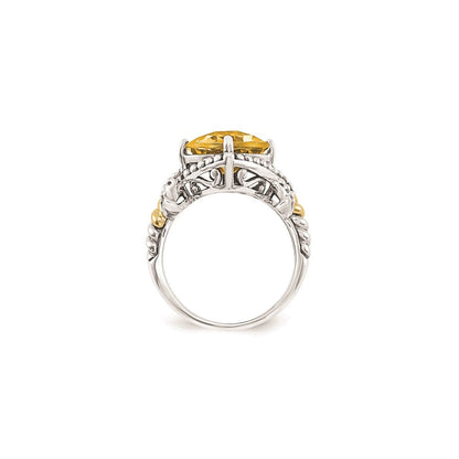 14K/silver Bicolor Sterlingsilber Citrin Kissen Ring