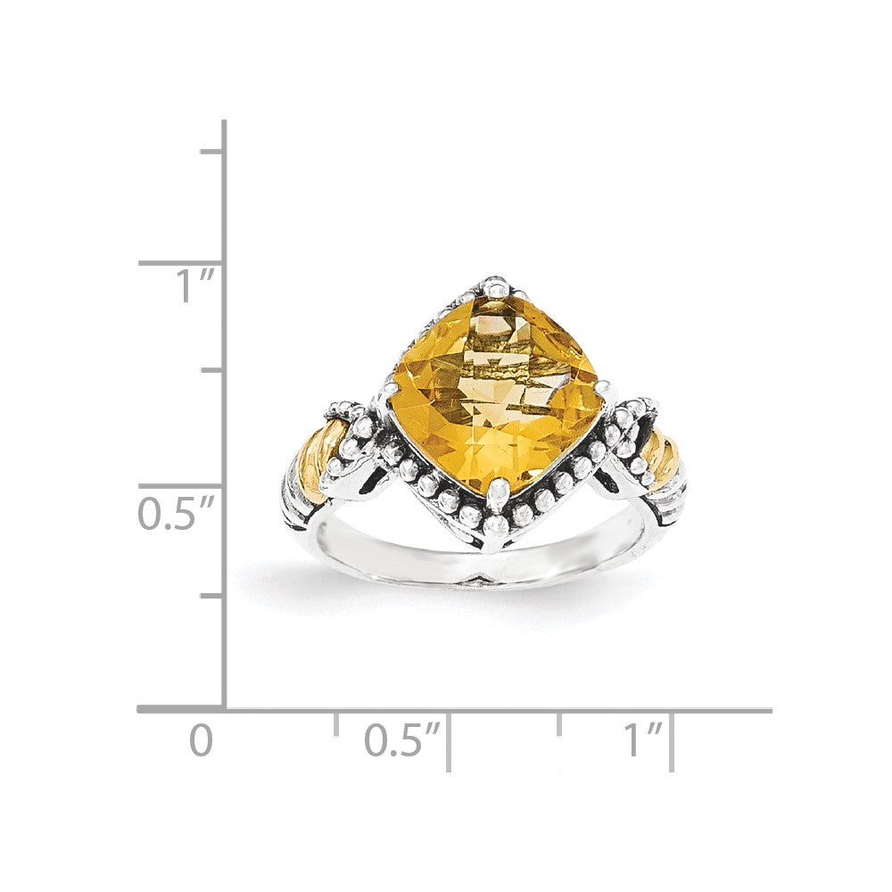 14K/silver Bicolor Sterlingsilber Citrin Kissen Ring