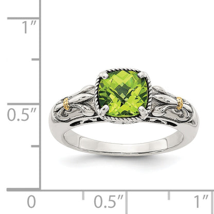 14K/silver Bicolor Shey Couture Sterlingsilber mit 14K Akzente Antikisiert Kissen Peridot Ring