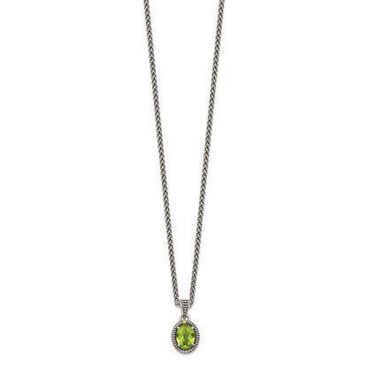 14K/silver Bicolor Shey Couture Sterlingsilber mit 14K Akzente 18 Zoll Antikisiert Peridot Oval Halskette