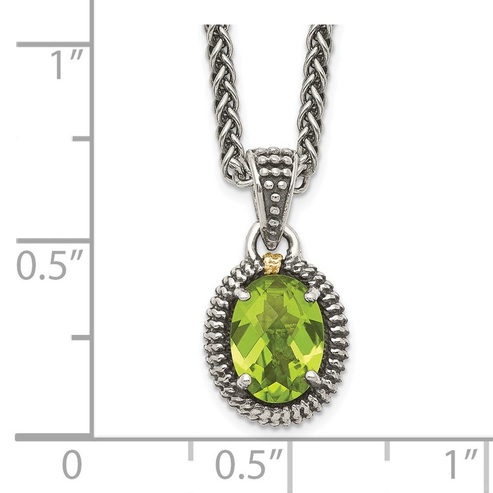 14K/silver Bicolor Shey Couture Sterlingsilber mit 14K Akzente 18 Zoll Antikisiert Peridot Oval Halskette