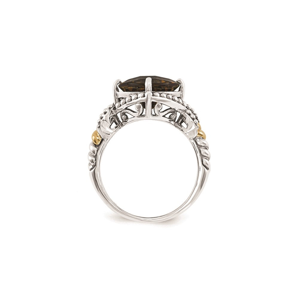 14K/silver Bicolor Sterlingsilber Rauch Quarz Kissen Ring (size 7 Nur)