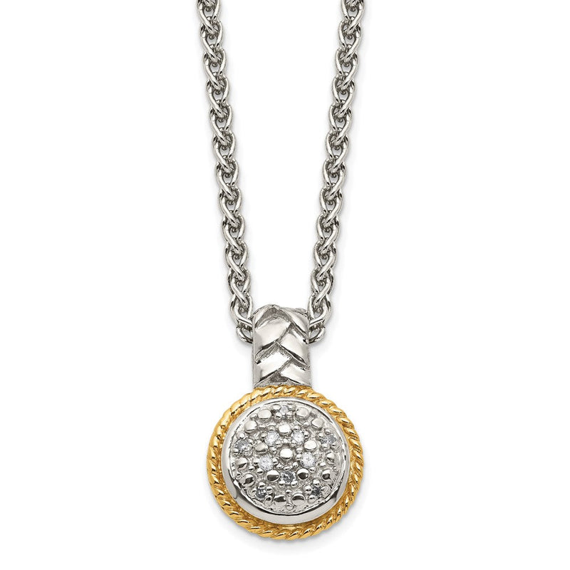 14K/silver Bicolor Shey Couture Sterlingsilber Rhodiniert mit 14K Akzente 18 Zoll Poliert Diamant Halskette