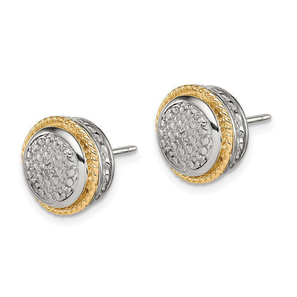 14K/silver Bicolor Shey Couture Sterlingsilber Rhodiniert mit 14K Akzente Poliert Diamant Ohrstecker