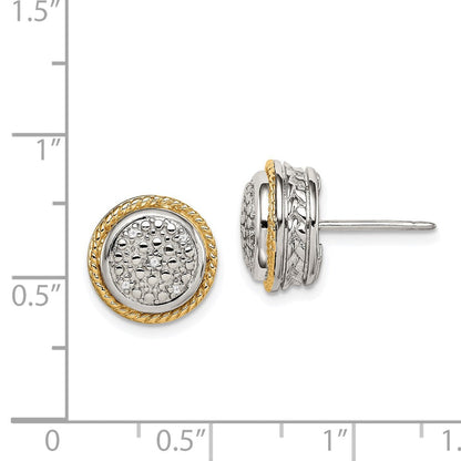 14K/silver Bicolor Shey Couture Sterlingsilber Rhodiniert mit 14K Akzente Poliert Diamant Ohrstecker