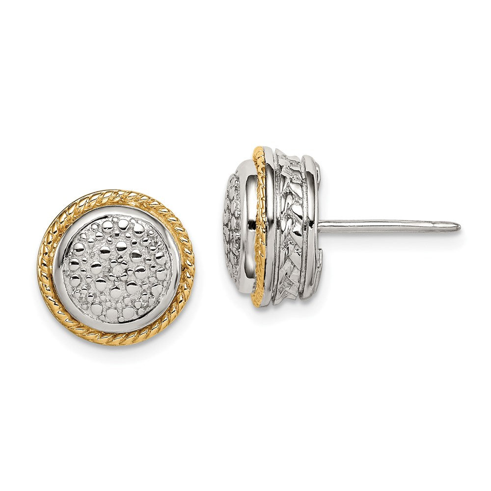 14K/silver Bicolor Shey Couture Sterlingsilber Rhodiniert mit 14K Akzente Poliert Diamant Ohrstecker