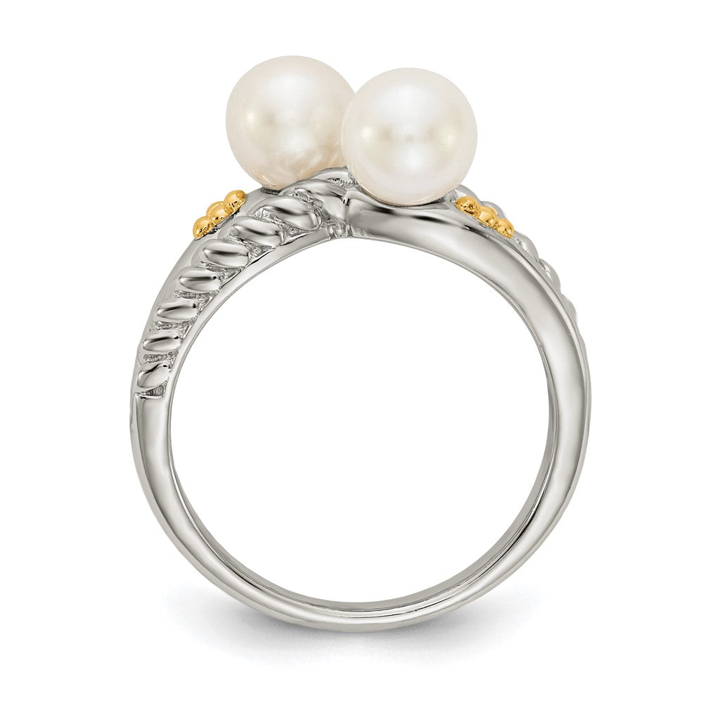 14K/silver Bicolor Shey Couture Sterlingsilber mit 14K Akzente Poliert 6mm Weiß Süßwasser Zuchtperle Ring