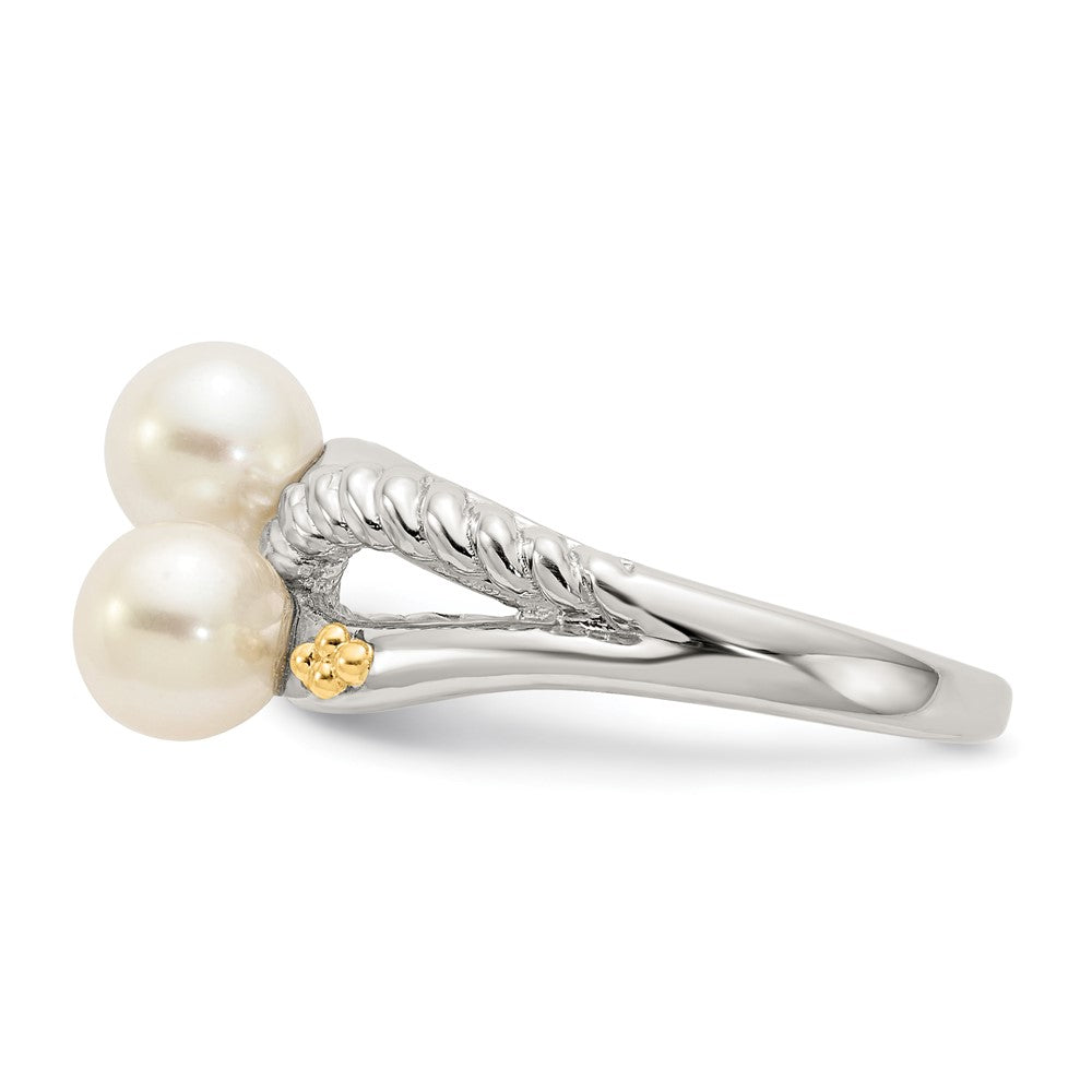 14K/silver Bicolor Shey Couture Sterlingsilber mit 14K Akzente Poliert 6mm Weiß Süßwasser Zuchtperle Ring