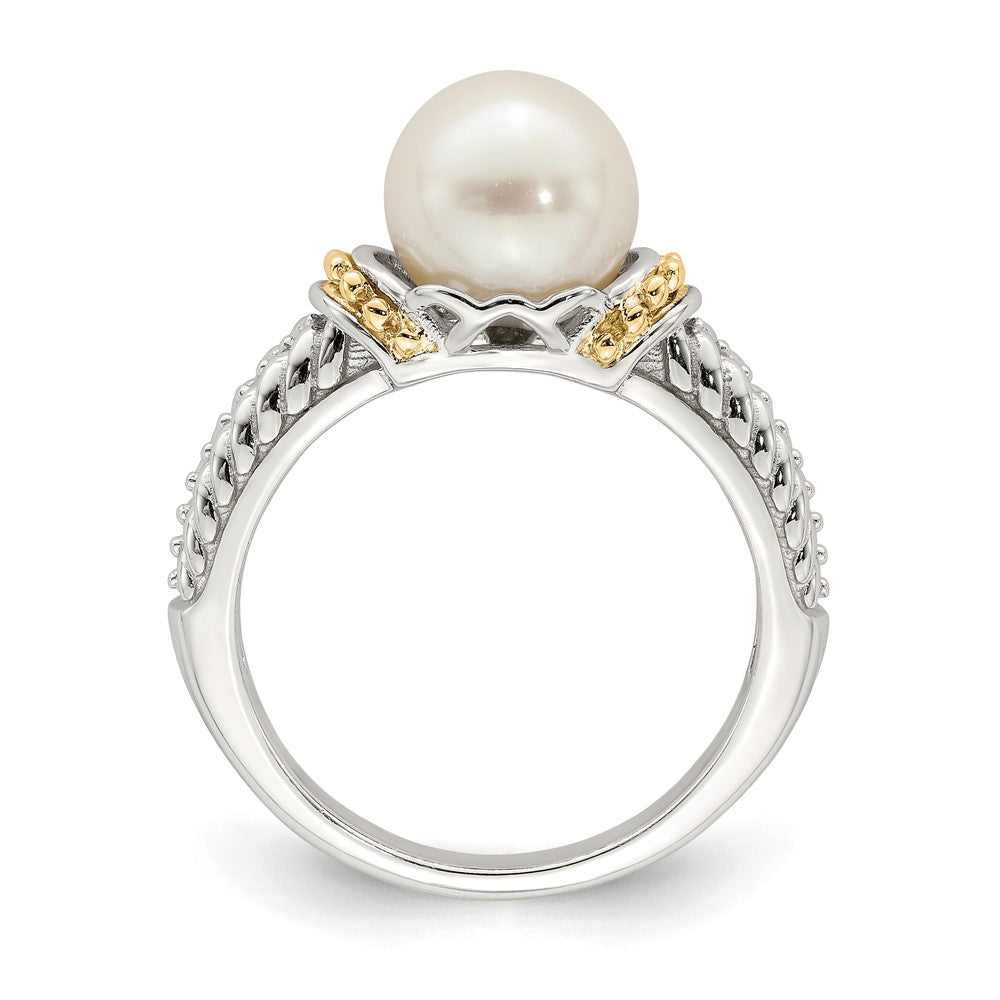 14K/silver Bicolor Shey Couture Sterlingsilber Rhodiniert mit 14K Akzente 8 9mm Süßwasser Zuchtperle Ring