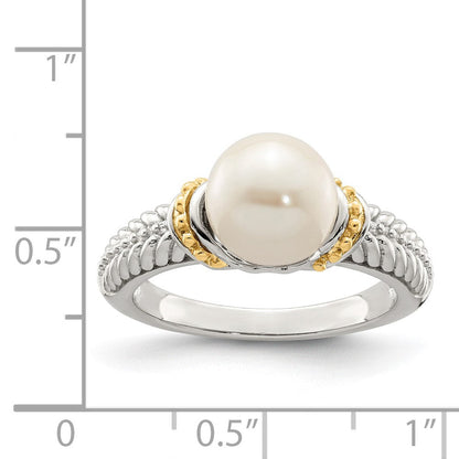 14K/silver Bicolor Shey Couture Sterlingsilber Rhodiniert mit 14K Akzente 8 9mm Süßwasser Zuchtperle Ring
