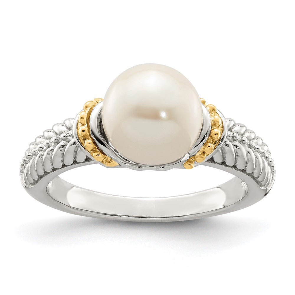 14K/silver Bicolor Shey Couture Sterlingsilber Rhodiniert mit 14K Akzente 8 9mm Süßwasser Zuchtperle Ring