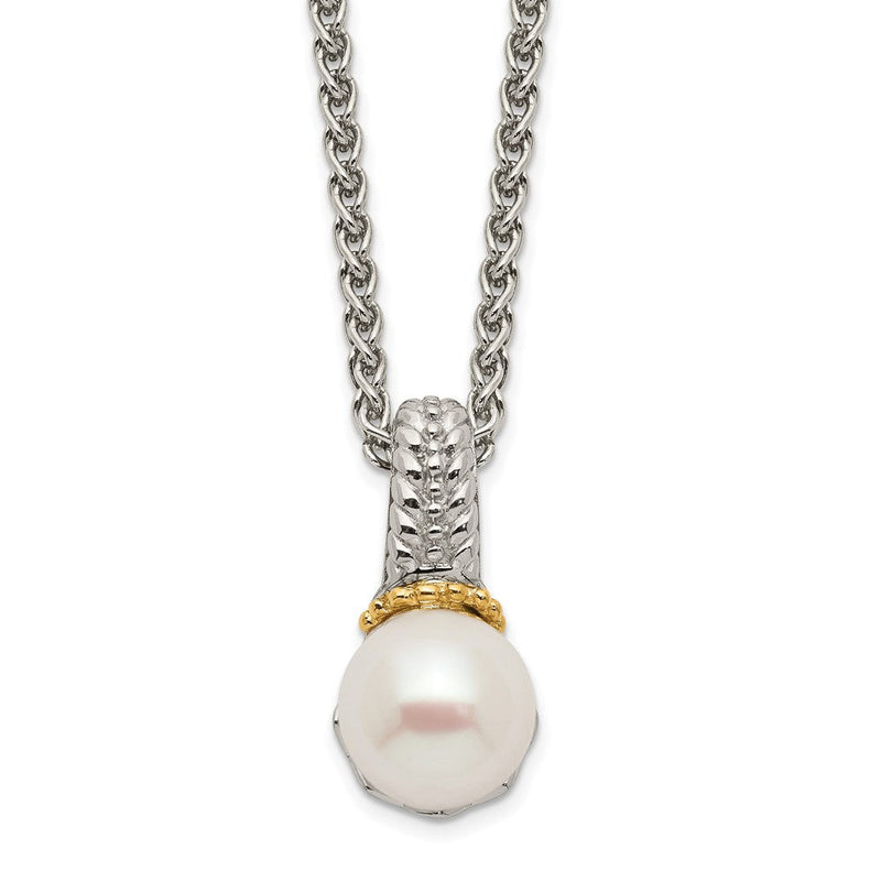 14K/silver Bicolor Shey Couture Sterlingsilber Rhodiniert mit 14K Akzente 18 Zoll 8 9mm Süßwasser Zuchtperle Halskette