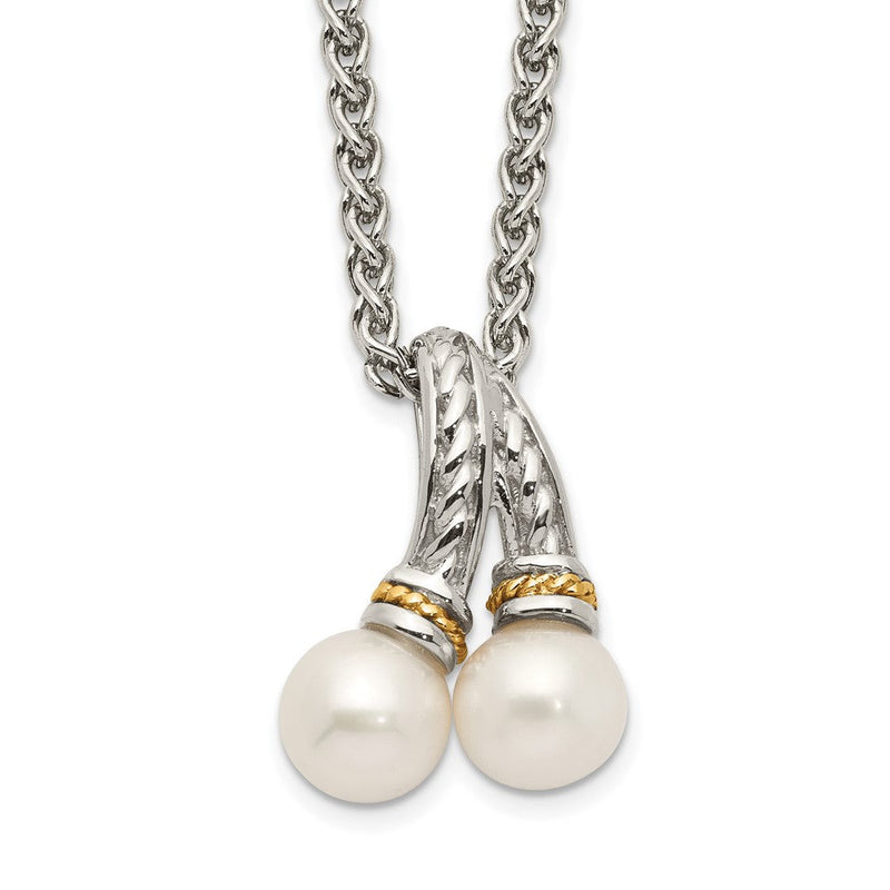 14K/silver Bicolor Shey Couture Sterlingsilber Rhodiniert mit 14K Akzente 18 Zoll 6 7mm Süßwasser Zuchtperle Halskette