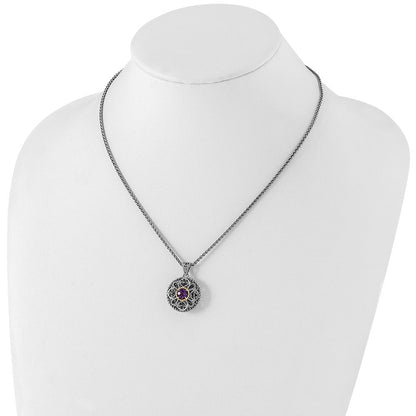 14K/silver Bicolor Shey Couture Sterlingsilber mit 14K Akzente 18 Zoll Rund Amethyst Halskette