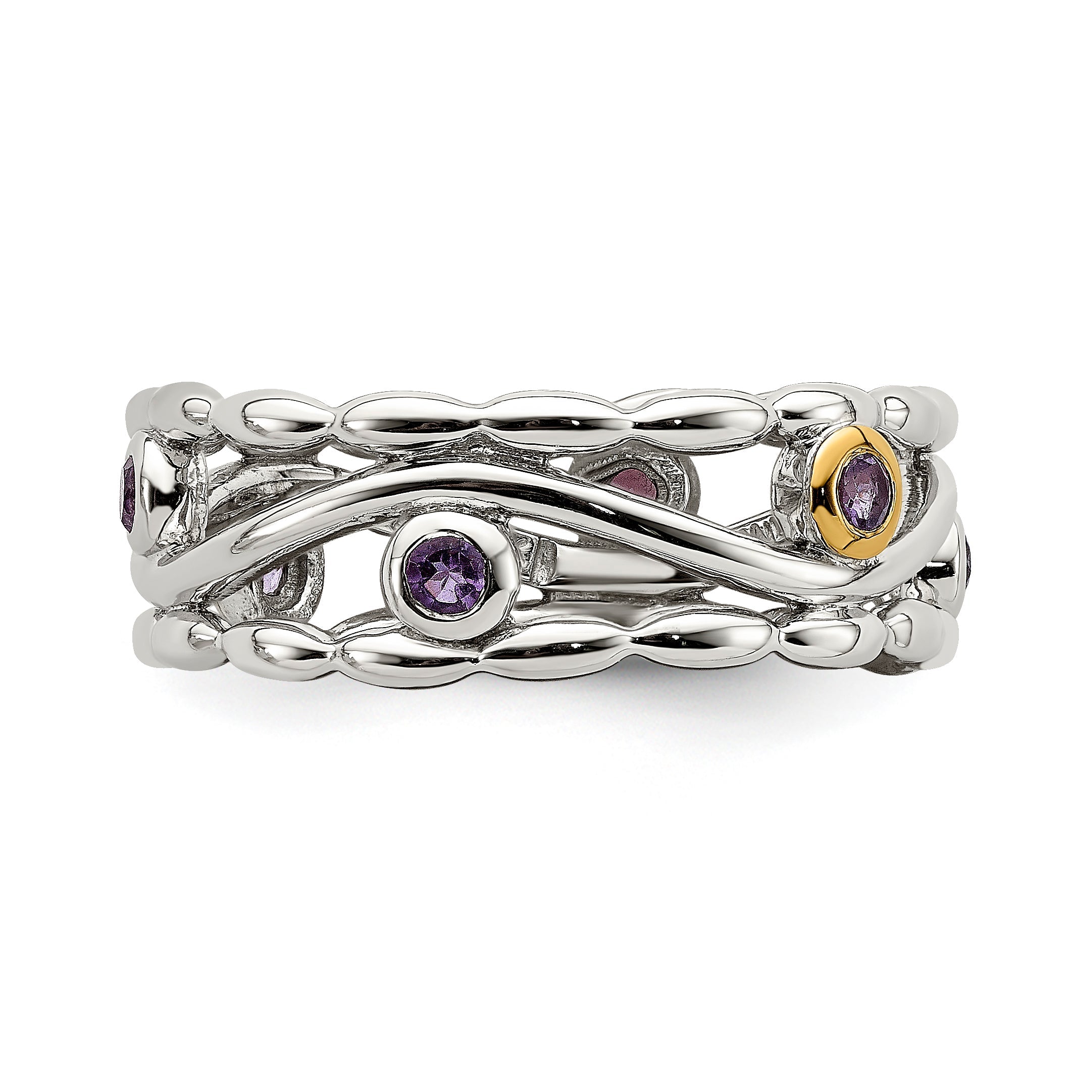 14K/silver Bicolor Sterlingsilber mit 14K Akzente Amethyst Ring