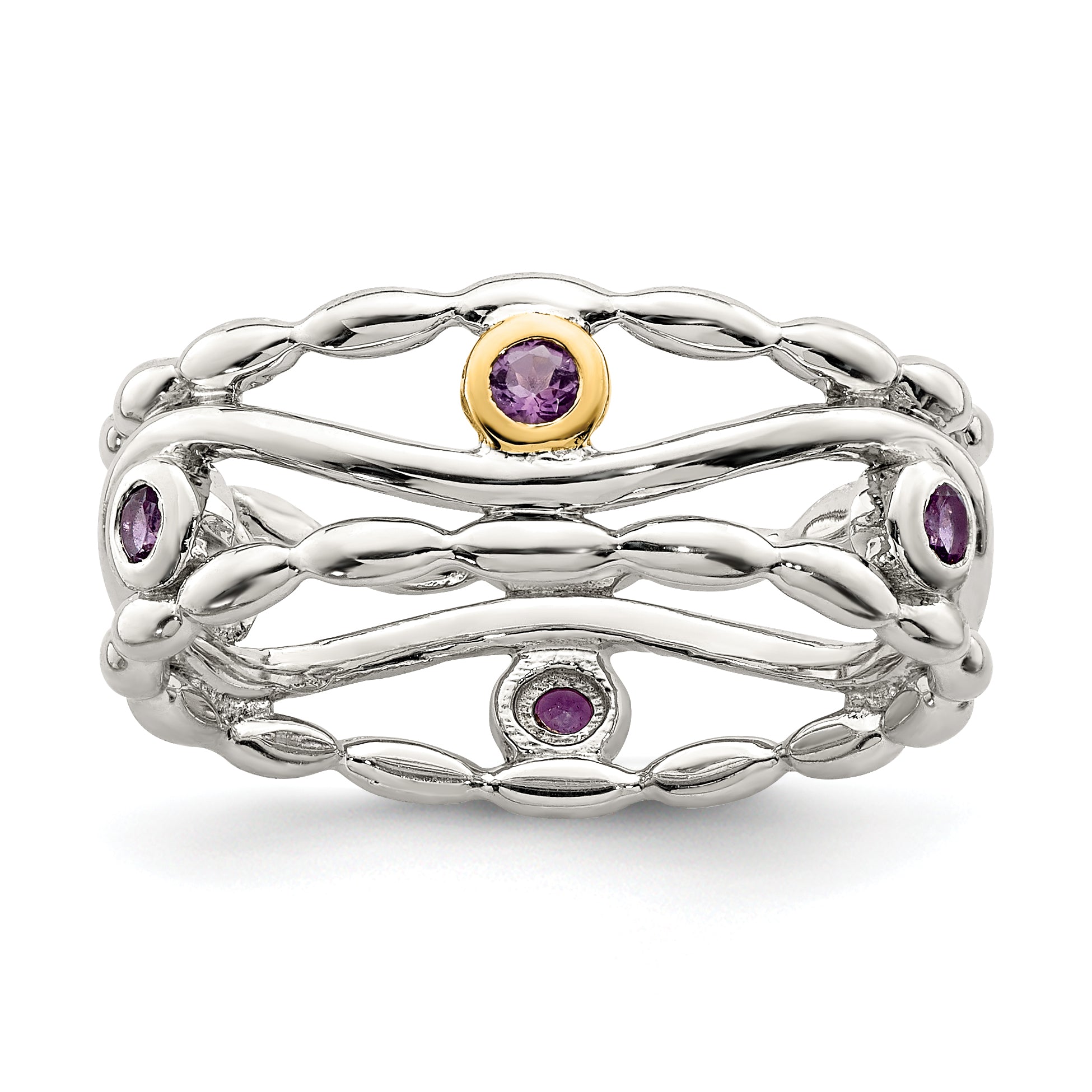 14K/silver Bicolor Sterlingsilber mit 14K Akzente Amethyst Ring
