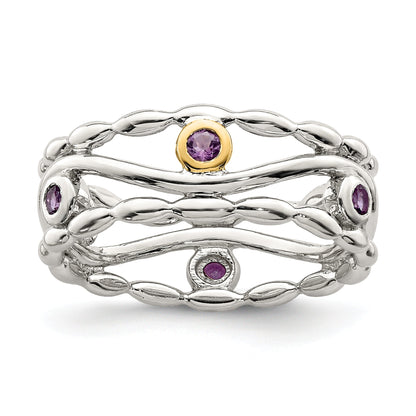 14K/silver Bicolor Sterlingsilber mit 14K Akzente Amethyst Ring