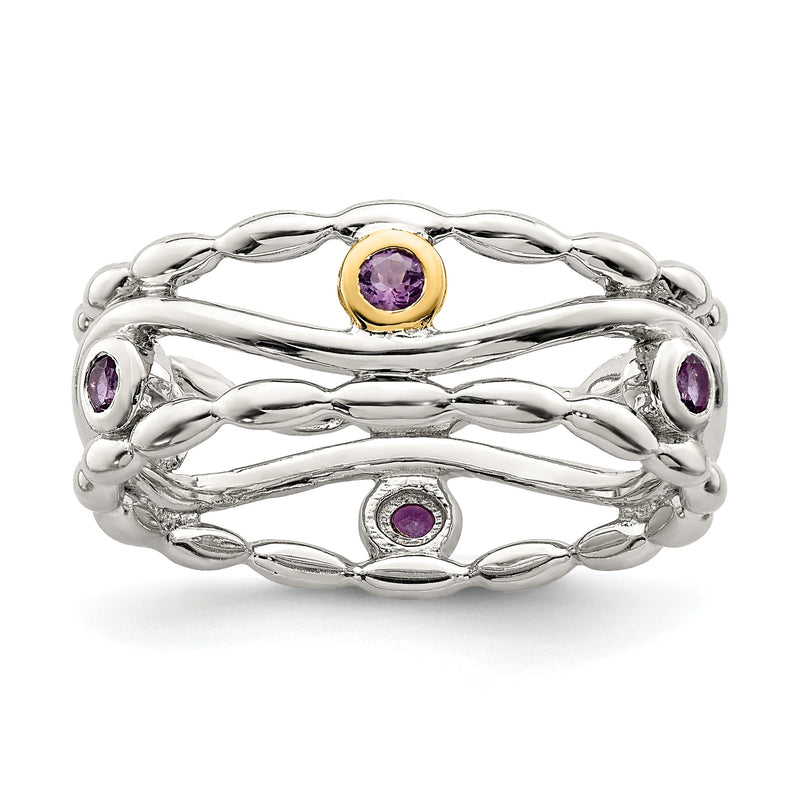 14K/silver Bicolor Sterlingsilber mit 14K Akzente Amethyst Ring