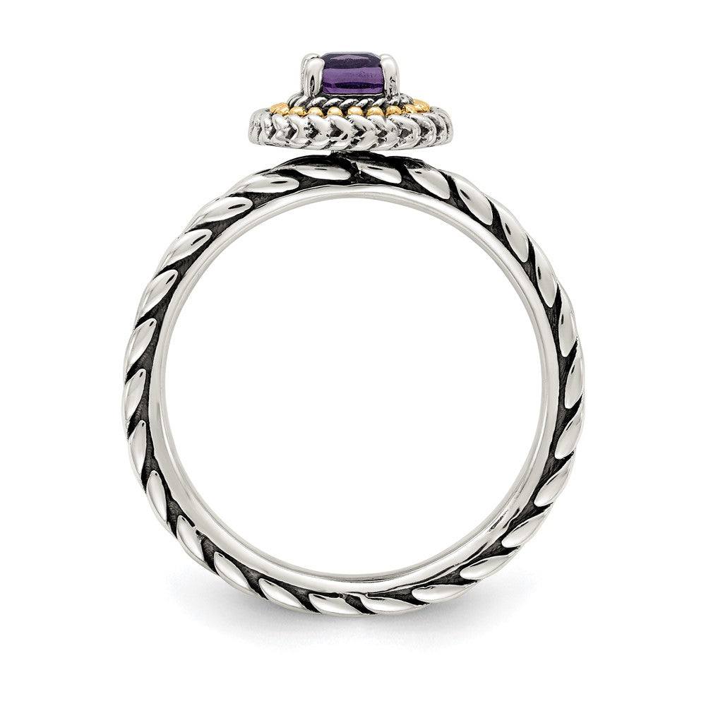 14K/silver Bicolor Shey Couture Sterlingsilber mit 14K Akzente Antikisiert Kissen Amethyst Ring
