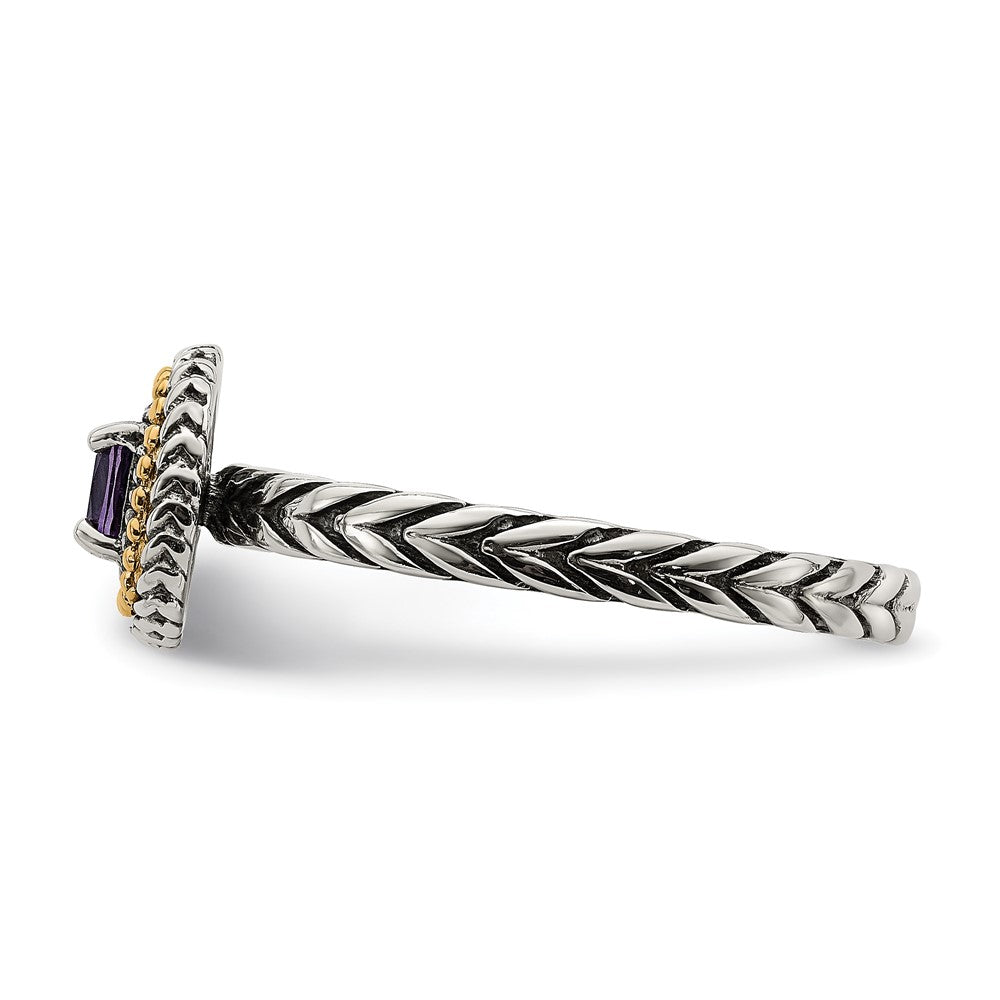 14K/silver Bicolor Shey Couture Sterlingsilber mit 14K Akzente Antikisiert Kissen Amethyst Ring