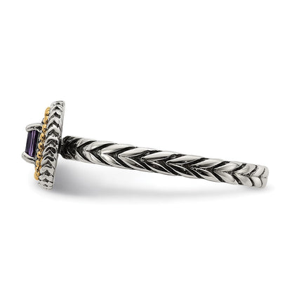 14K/silver Bicolor Shey Couture Sterlingsilber mit 14K Akzente Antikisiert Kissen Amethyst Ring