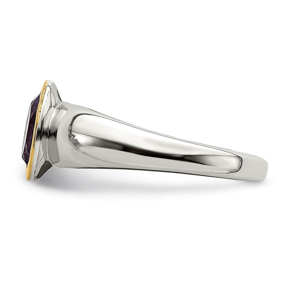 14K/silver Bicolor Sterlingsilber mit 14K Akzente Amethyst Oval Ring (size 6 Nur)
