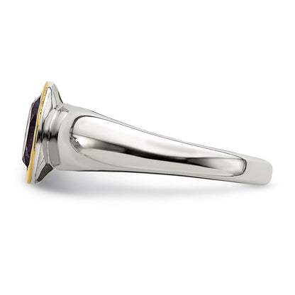 14K/silver Bicolor Sterlingsilber mit 14K Akzente Amethyst Oval Ring (size 6 Nur)