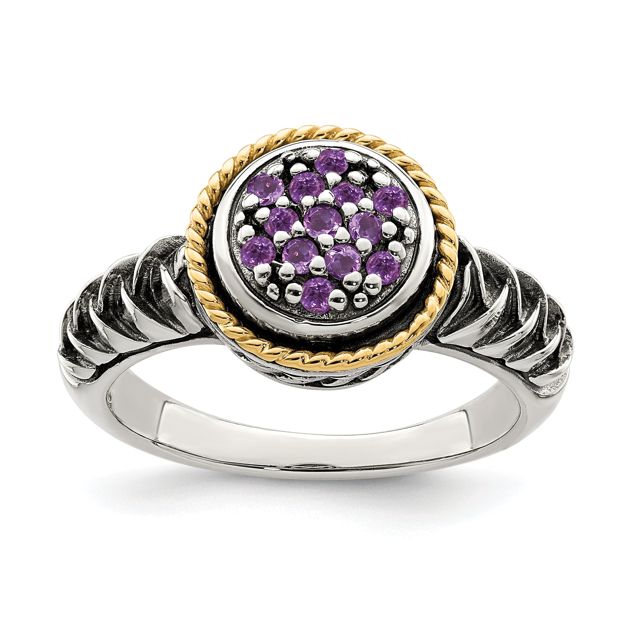 14K/silver Bicolor Shey Couture Sterlingsilber mit 14K Akzente Antikisiert Pavé‚äö Amethyst Ring