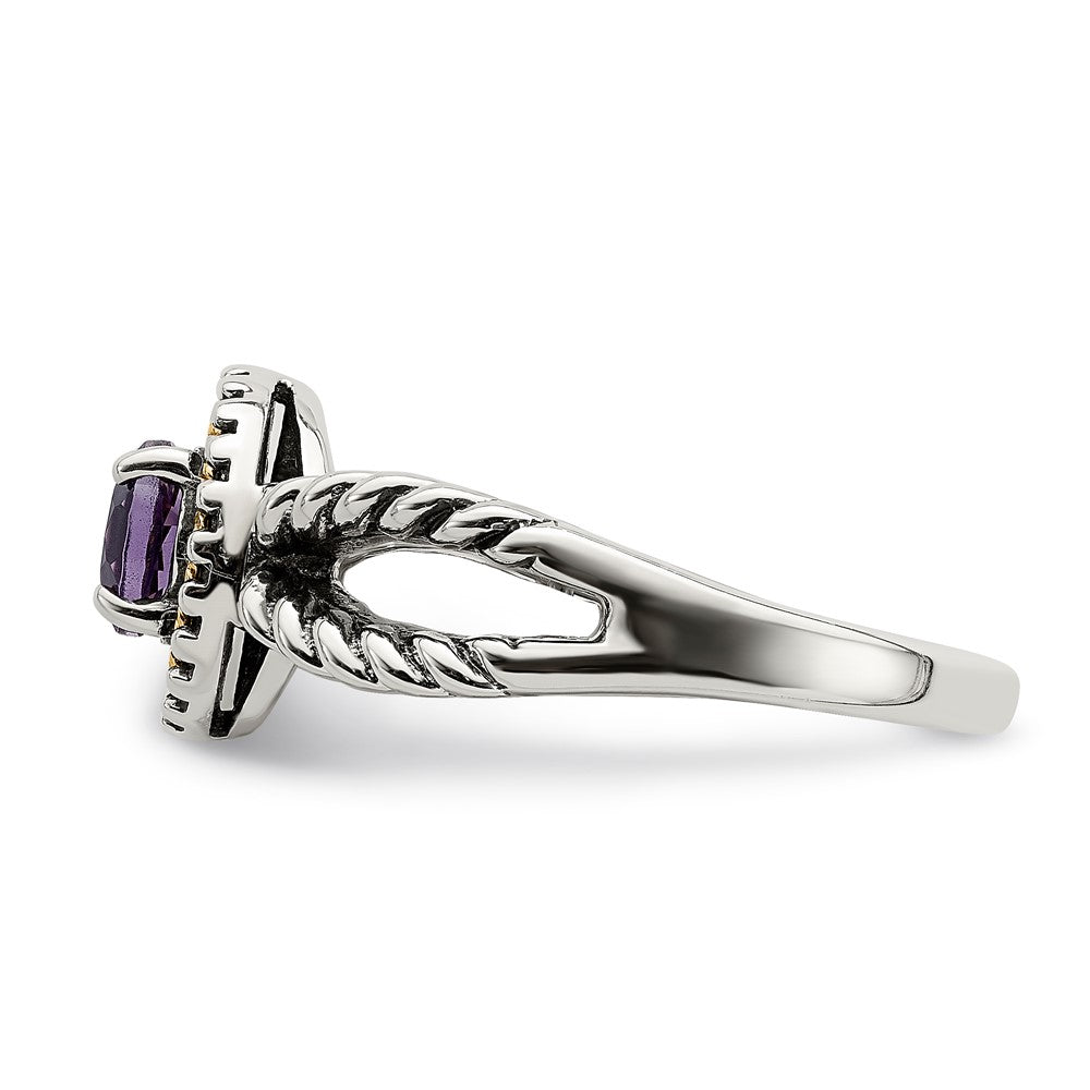 14K/silver Bicolor Sterlingsilber mit 14K Akzente Amethyst Ring (size 7 Nur)