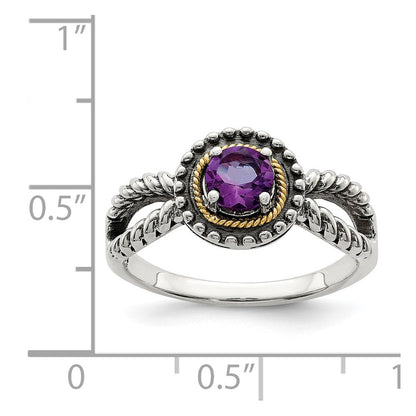 14K/silver Bicolor Sterlingsilber mit 14K Akzente Amethyst Ring (size 7 Nur)