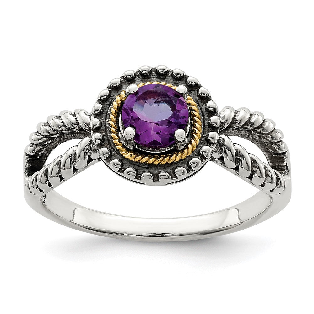 14K/silver Bicolor Sterlingsilber mit 14K Akzente Amethyst Ring (size 7 Nur)