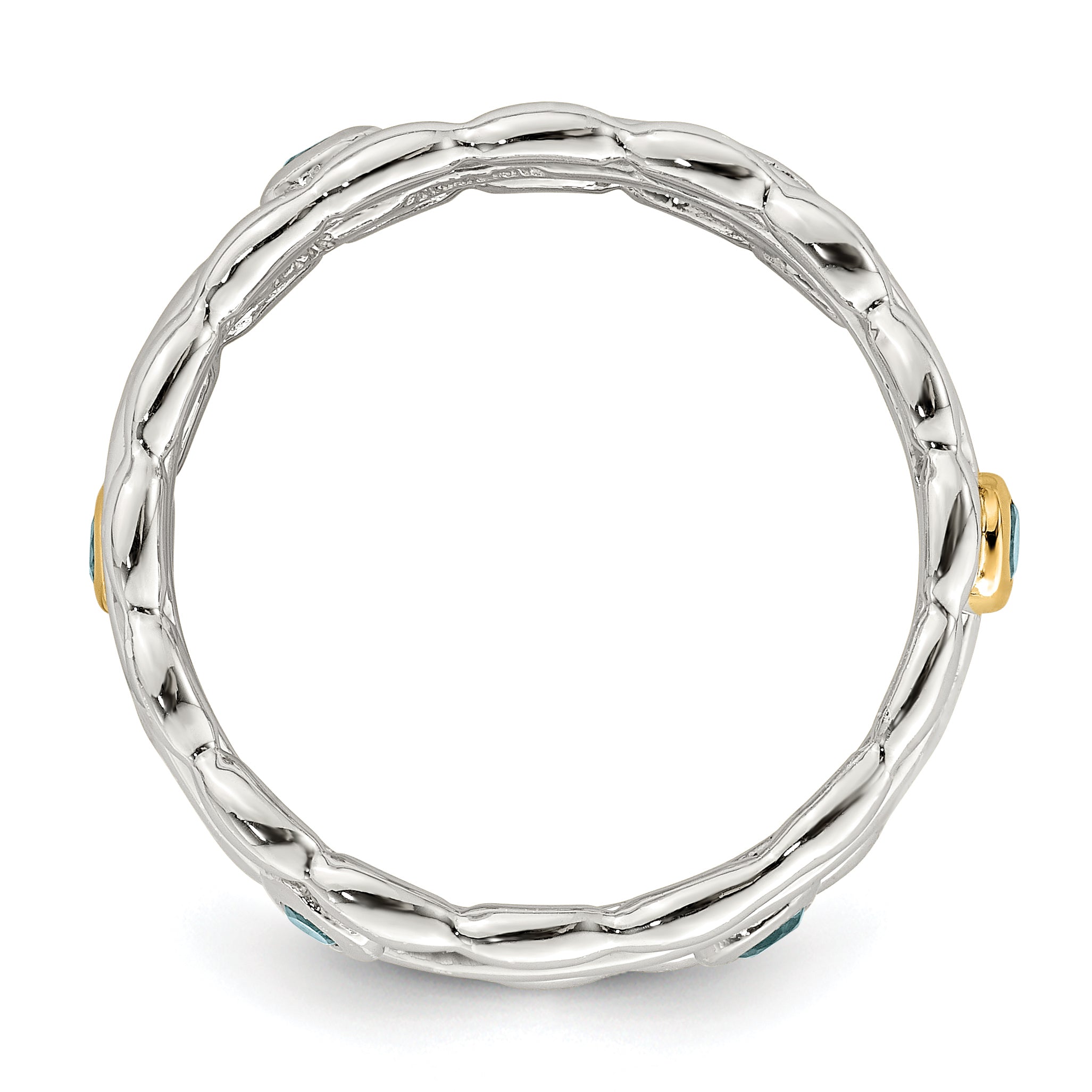 14K/silver Bicolor Shey Couture Sterlingsilber Rhodiniert mit 14K Akzente Licht Schweizer Blautopas Ring