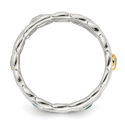 14K/silver Bicolor Shey Couture Sterlingsilber Rhodiniert mit 14K Akzente Licht Schweizer Blautopas Ring