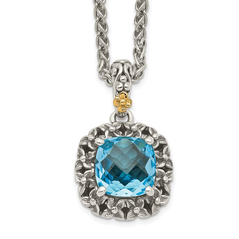 14K/silver Bicolor Shey Couture Sterlingsilber mit 14K Akzente 18 Zoll Antikisiert Blautopas Halskette