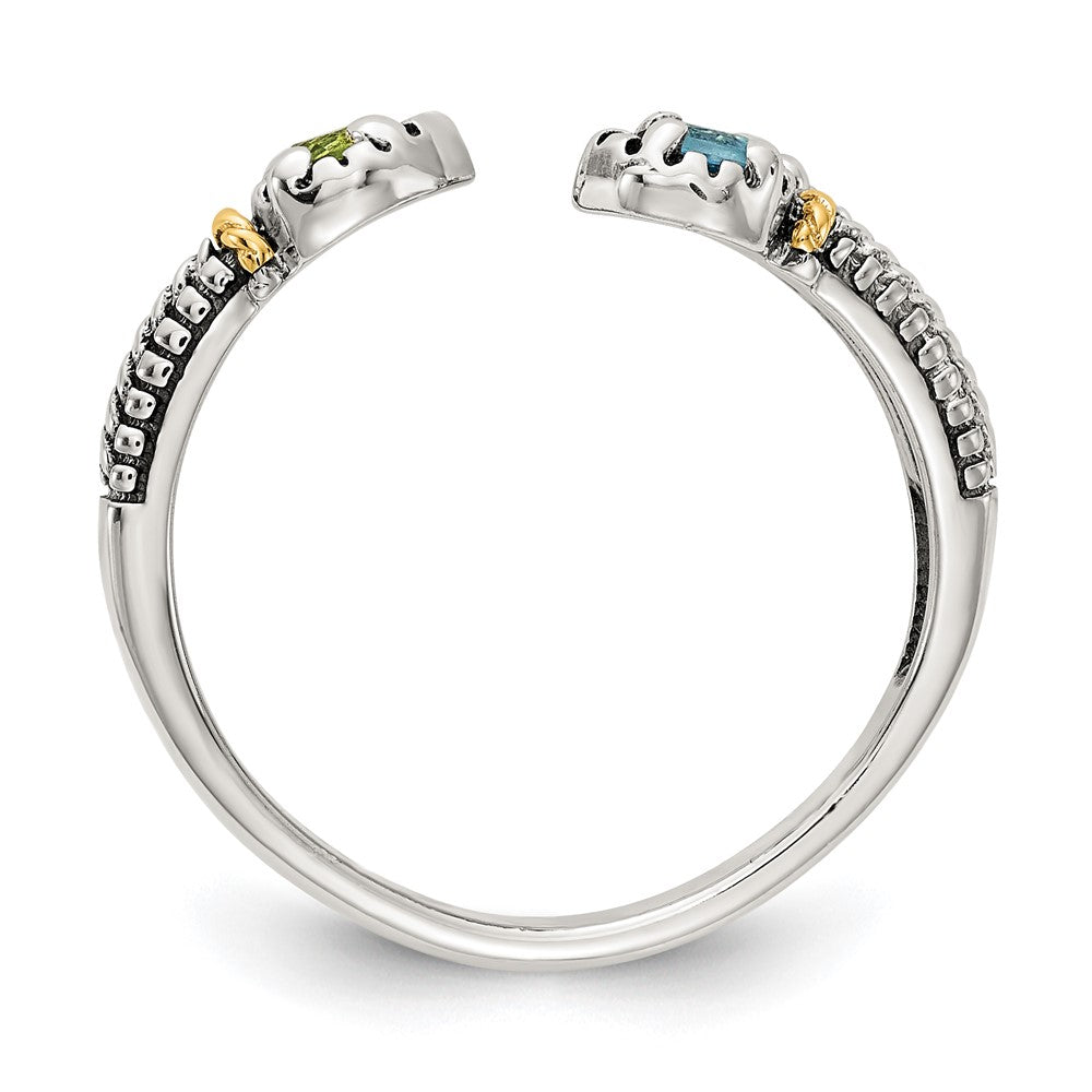 14K/silver Bicolor Shey Couture Sterlingsilber mit 14K Akzente Antikisiert.22round Licht Schweizer Blautopas Und.12round Peridot Ring