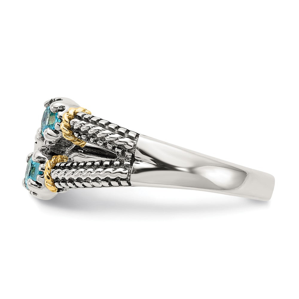 14K/silver Bicolor Shey Couture Sterlingsilber mit 14K Akzente Antikisiert.22round Licht Schweizer Blautopas Und.12round Peridot Ring
