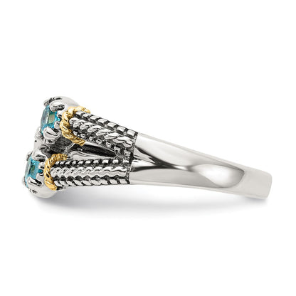 14K/silver Bicolor Shey Couture Sterlingsilber mit 14K Akzente Antikisiert.22round Licht Schweizer Blautopas Und.12round Peridot Ring
