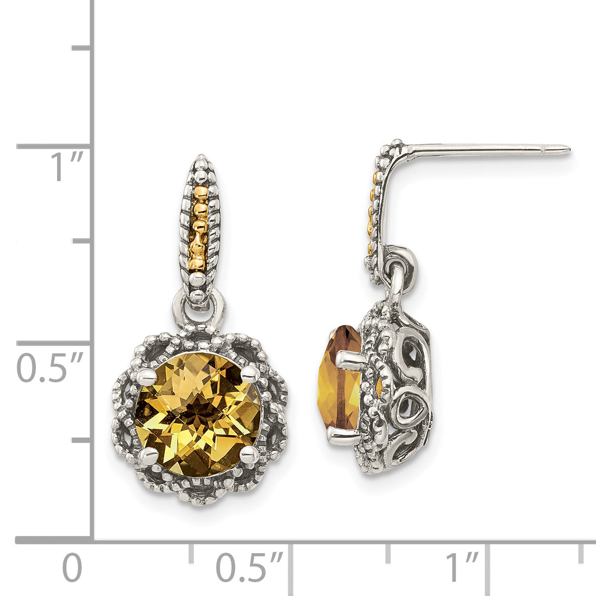 14K/silver Bicolor Shey Couture Sterlingsilber mit 14K Akzente Antikisiert Rund Citrin Ohrringe