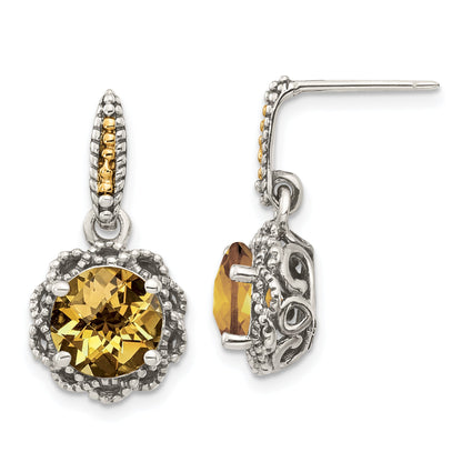 14K/silver Bicolor Shey Couture Sterlingsilber mit 14K Akzente Antikisiert Rund Citrin Ohrringe