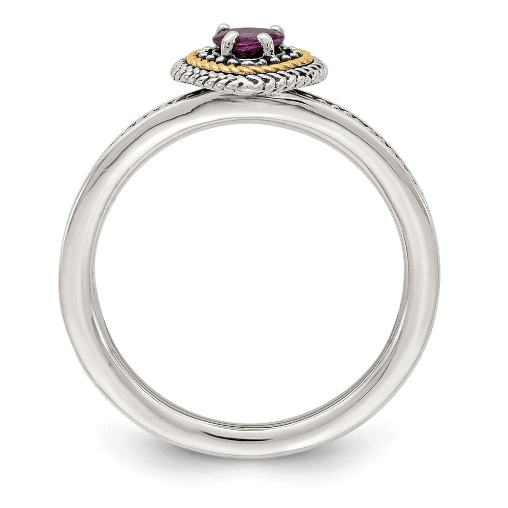 14K/silver Bicolor Shey Couture Sterlingsilber mit 14K Akzente Antikisiert Rhodolith Granat Herz Ring