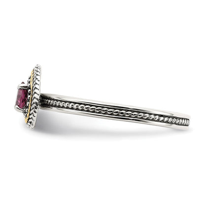 14K/silver Bicolor Shey Couture Sterlingsilber mit 14K Akzente Antikisiert Rhodolith Granat Herz Ring
