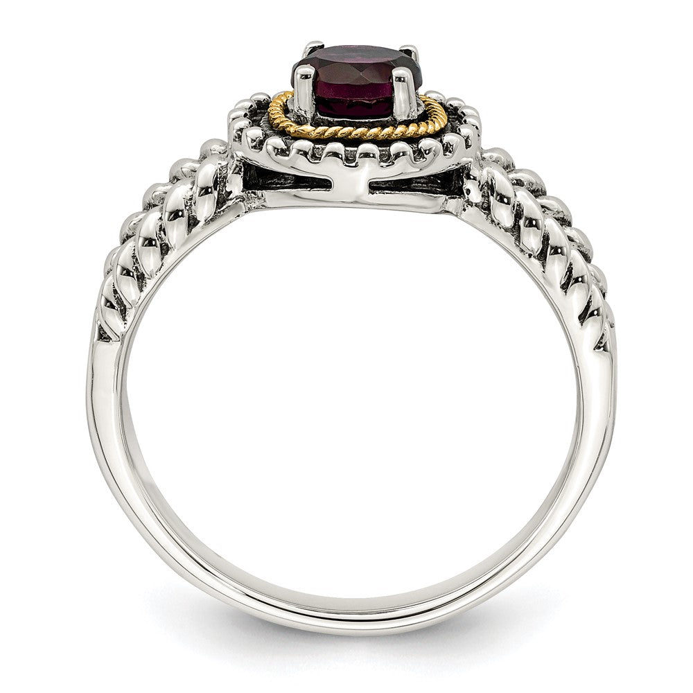 14K/silver Bicolor Shey Couture Sterlingsilber mit 14K Akzente Antikisiert Rund Rhodolith Granat Ring