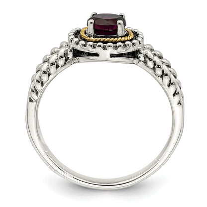 14K/silver Bicolor Shey Couture Sterlingsilber mit 14K Akzente Antikisiert Rund Rhodolith Granat Ring