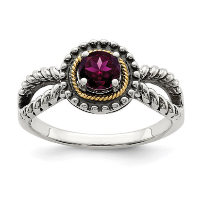 14K/silver Bicolor Shey Couture Sterlingsilber mit 14K Akzente Antikisiert Rund Rhodolith Granat Ring